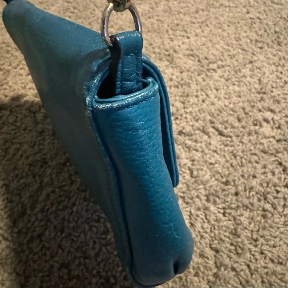 Coach Madison Teal Leather Crossbody or Shoulder Bag with Chain Strap | GUC